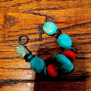 Turquoise and coral bracelet